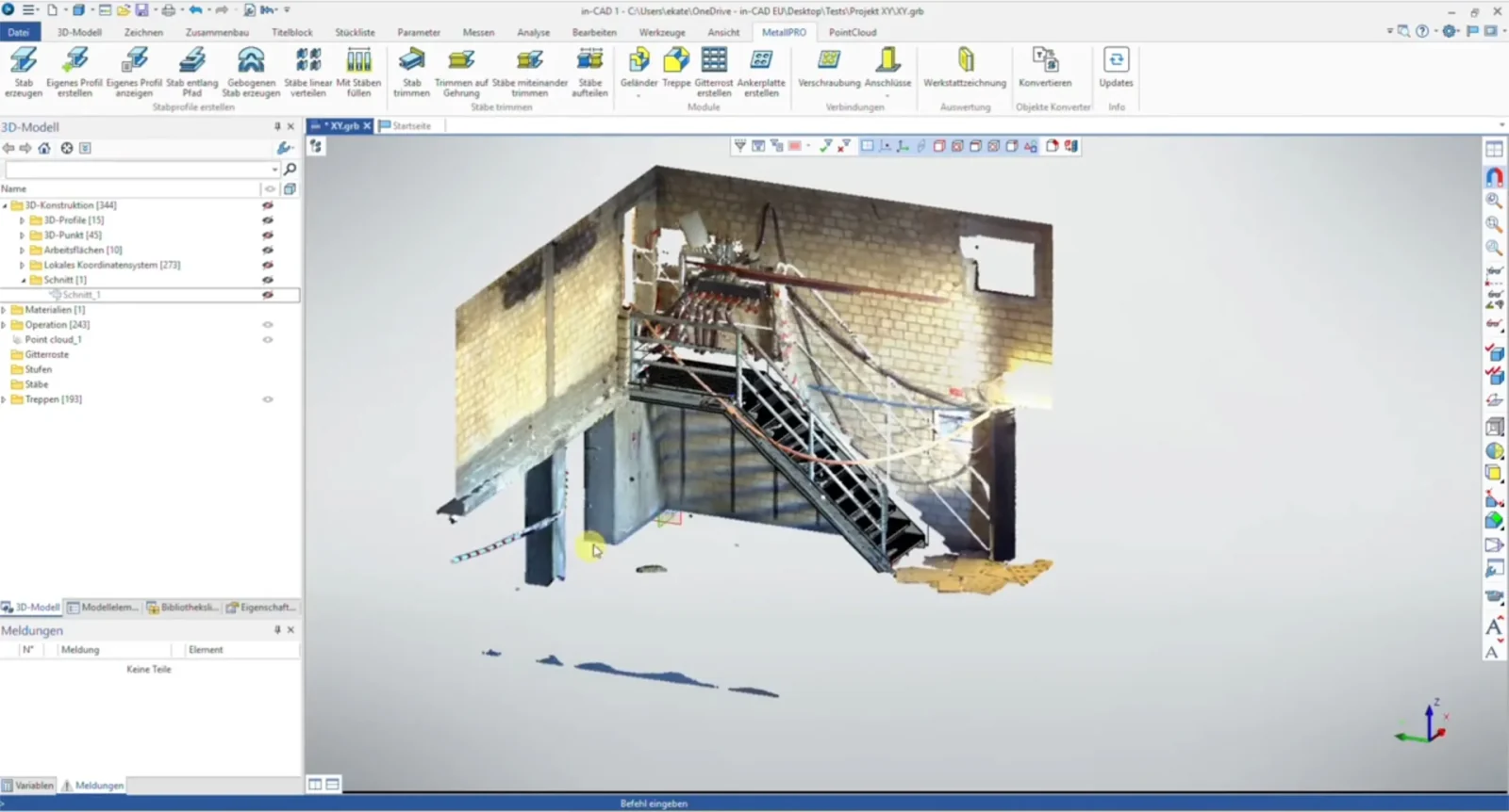 Punktwolke eines Treppenraums direkt in IN-CAD 3D